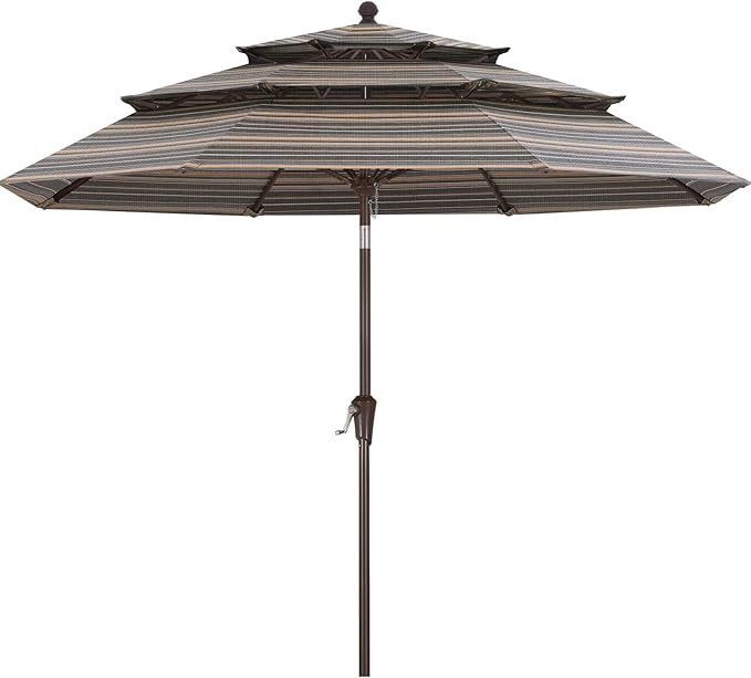 ABCCANOPY 5-Year 10-Year No Fading 9FT 3 Tiers Patio Umbrella, Outdoor Table Umbrella with 8 Sturdy Ribs for Deck, Backyard, Garden, Yard