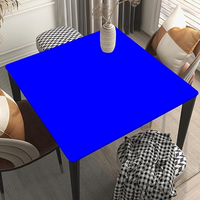 Square Fitted Tablecloth Suit for 36"x36" Table Blue Stretch Table Topper Cap for Dining Kitchen Home Party Style82