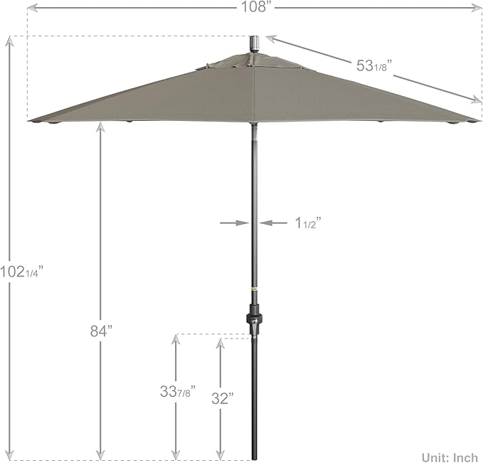 California Umbrella Crank Lift, Collar Tilt, Aluminum Pole
