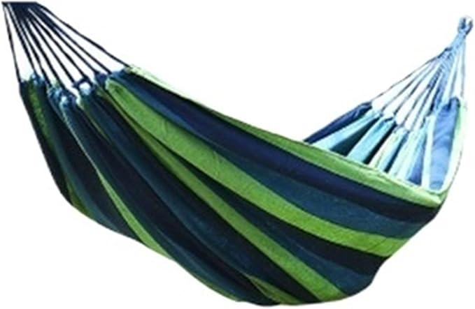 Canvas Single Hammock Outdoor Courtyard Sleeping Camping Indoor Thick Striped(Blue Double)