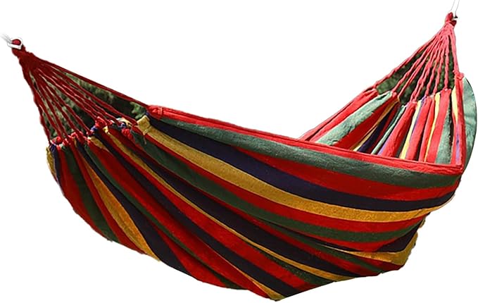 MAVIS LAVEN Portable Hammock, Polyester Cotton Single Double Hammock with Anti Rollover Design for Camping Outdoor Indoor Patio Backyard (Red)