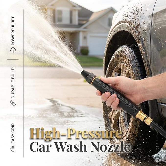 High Pressure Power Washer Nozzle with Connector Set, Garden Hose Pressure Washer, Sturdy Cleaning Accessory for Car Washing and Outdoor Cleaning (2 Set)