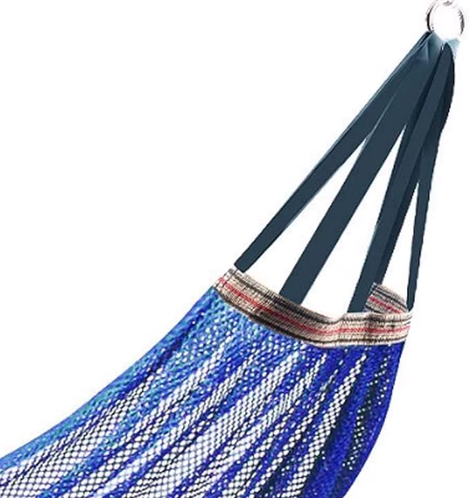 Portable Rayon Rope Hammock Multi-Purpose Outdoor Camping Mesh Breathable Portable Sturdy Hammock Comfortable(Blue)
