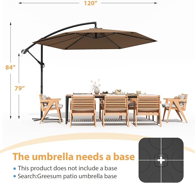 Greesum 9FT Patio Umbrella, Outdoor Table Umbrella with Push Button Tilt, Crank and 8 Sturdy Ribs for Garden, Lawn, Backyard & Pool