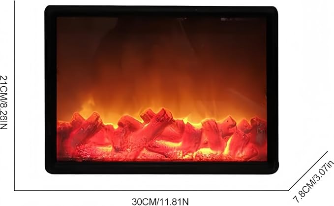 Simulated LED Fireplace Lantern USB & Battery Powered Flameless Light with Simulation Flame Table Decorative Lamp Mini Fireplace Ornament for Cozy Home Decor Free Standing Electric Log Burner