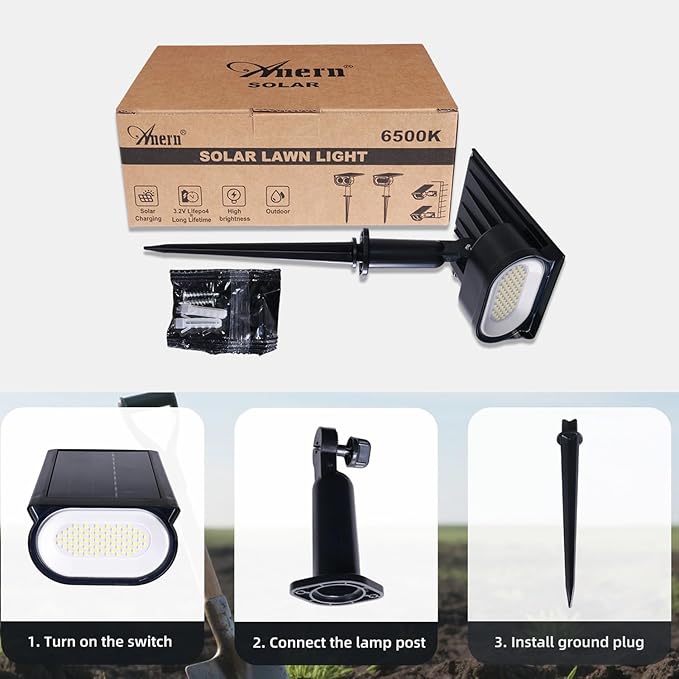 Solar Spot Lights Outdoor, 45 LEDs Landscape Lighting with Auto On/Off and 2 Lighting Modes, IP68 Waterproof Spotlights, Outdoor Solar Lights for Yard Garden, 4 Pack (Cool White)