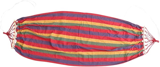 Ciieeo Canvas Single Person Hammock with Anti-tip Design, Rainbow Striped Outdoor Swing for Travel, Camping, and Backyard Leisure