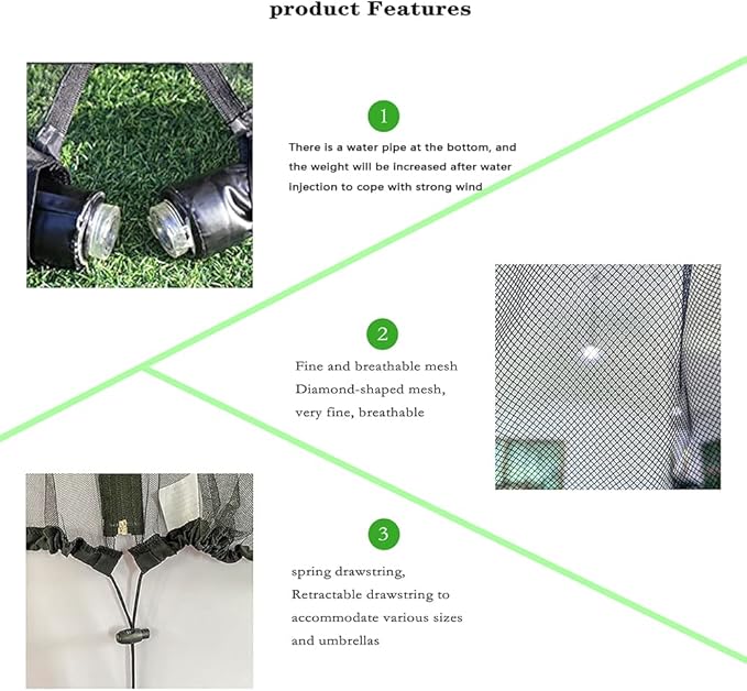 9/10 FT Mosquito Net for Patio Umbrella Outdoors Screen Polyester Hanging Tent(Mosquito Net Only)