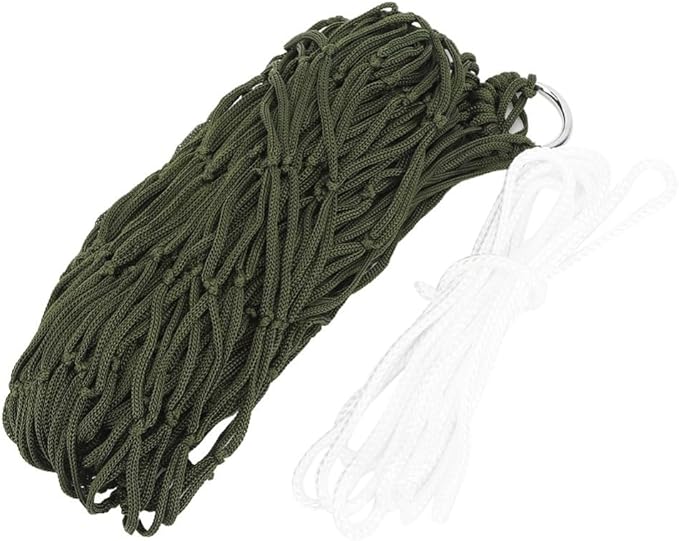 Outdoor Camping Hammock Single Person Breathable Nylon Mesh Net with Rope Lightweight Compact for Hiking Beach Garden Travel(Green)