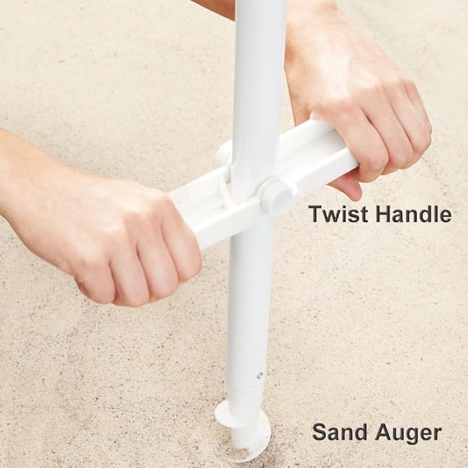 Beach Umbrella, 7ft Umbrella with Sand Anchor & Tilt Pole, Portable UV 50+ Protection Wind Vent Canopy Carry Bag, CA1601