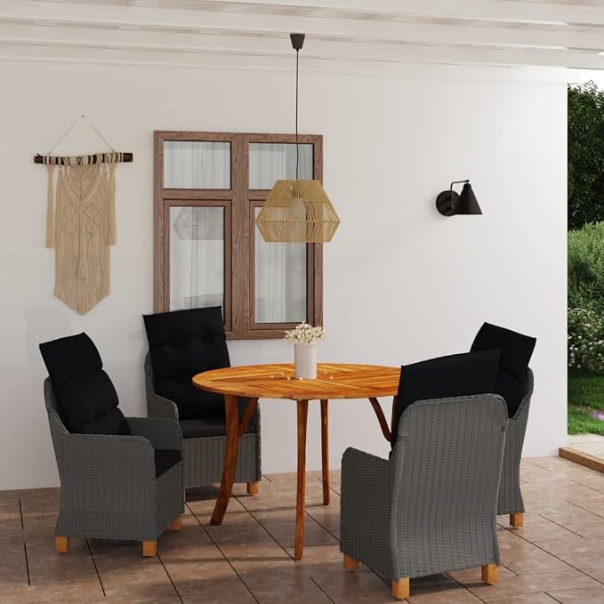 5 Piece Patio Dining Set,Outdoor Dining Set,Outdoor Furniture Sets,Patio Table and Chairs,Patio Furniture Set,Patio Coffee Table,Outdoor Patio Chairs,Modern Set,for Garden,Poolside, Dark Gray