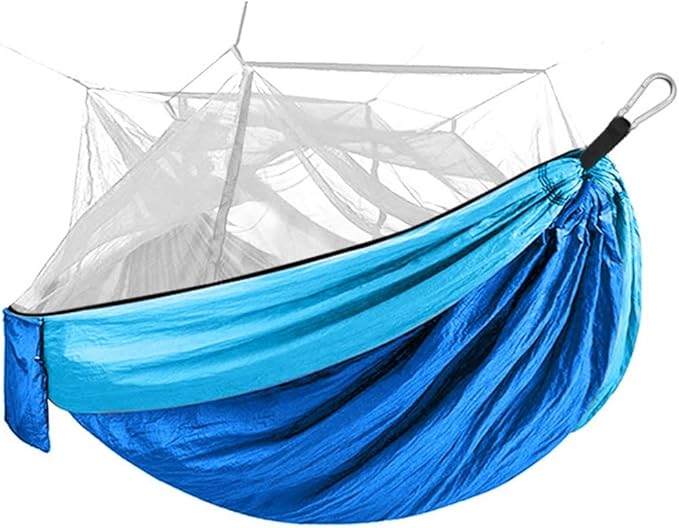 Travel Camping Double Hammock, with Mosquito Net Portable Parachute Nylon Hammock, Light Quick Drying Outdoor Hammock, for Outdoor Indoor Camping (Color : A, Size : 260x140cm)