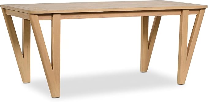 Christopher Knight Home Cove 3 Piece Acacia Wood Dining Table Set for 4-6, Outdoor Dining Set with Patio Table & Dual Benches, Patio Furniture Set with Slatted Design & V-Shaped Legs, Light Teak