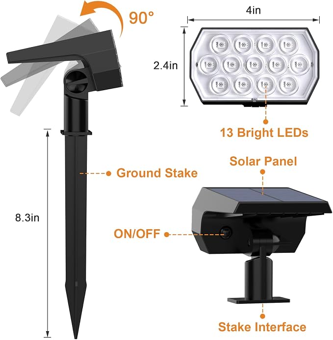 Solar Spot Lights Outdoor Color Changing, [7 Modes/10 Pack] Christmas IP65 Waterproof Landscape Spotlights, Dusk to Dawn Solar Powered Security Light for Patio Gate Walkway Pool Garden Yard Driveway