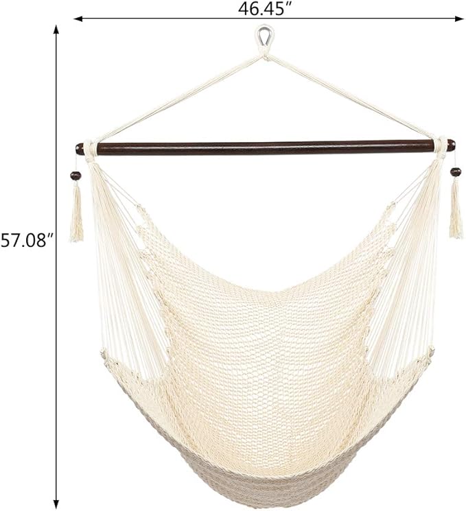 Large Hammock Swing Seat with Tassels(Tan)
