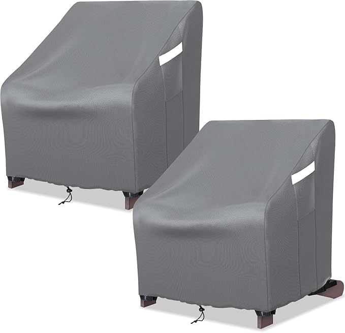 STARTWO Patio Outdoor Chair Covers 2 Pack, Outdoor Furniture Covers Waterproof adapter for Lawn Lounge Seat, Wicker, Swivel, Adirondack, Rocking Chairs, 37.5W x 39D x 38.5H inch, Grey