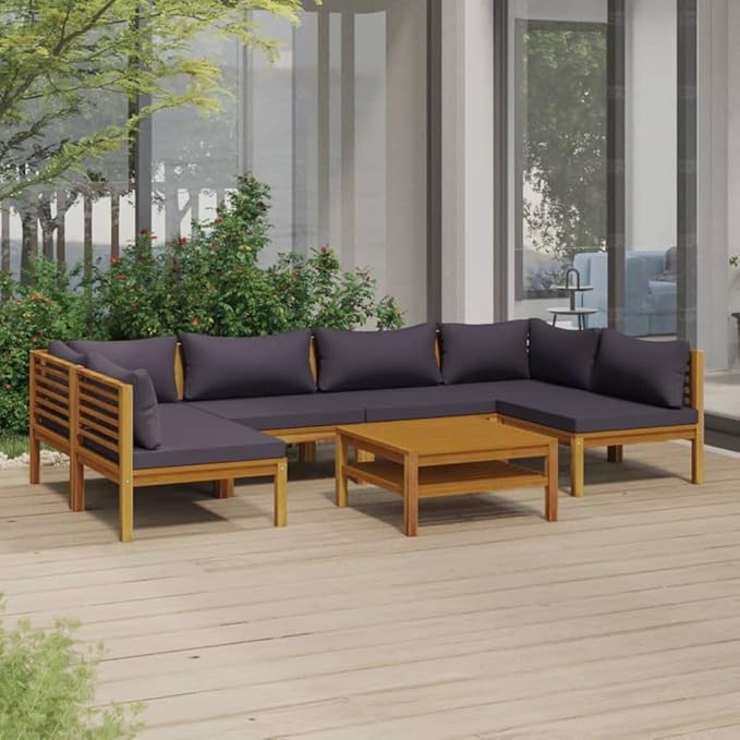 7 Piece Patio Lounge Set,Outdoor Garden Conversation Set,Patio Outdoor Set Suitable Suitable for Patio,Deck,Balcony,Garden with Cushion Solid Acacia Wood
