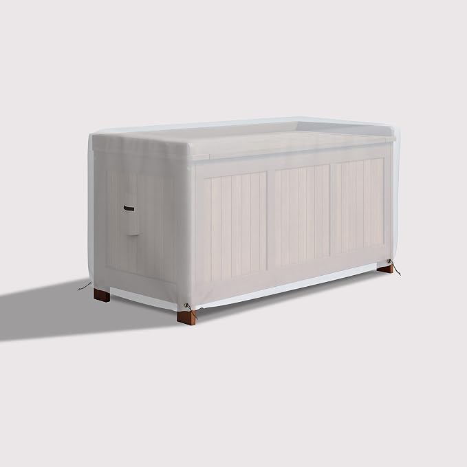 Covers & All Patio Deck Box Cover - Heavy Duty 12 Oz Waterproof Outdoor Yard Cushion Storage Box Protection 100% Weather Resistant with Air Pockets and Drawstring. (52" W X 27" D X 27" H, White)