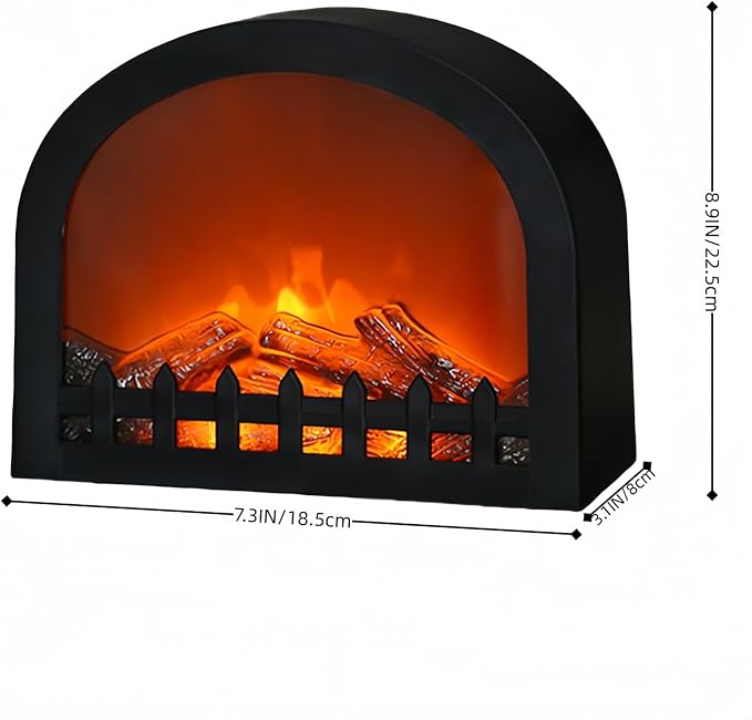 Simulated LED Fireplace Lantern USB & Battery Powered Flameless Light with Simulation Flame Table Decorative Lamp Mini Fireplace Ornament for Cozy Home Decor Free Standing Electric Log Burner
