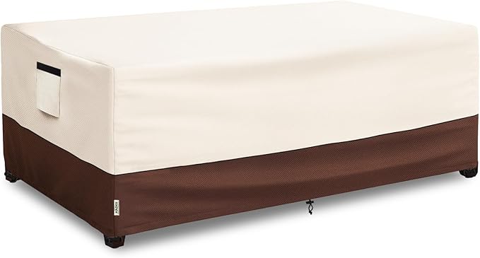 Outdoor Coffee Table Cover,600D Waterproof Patio Rectangular Side Table Covers,42" W x 26" D x 16" H,Outdoor Table Covers Waterproof Rectangle(Beige)