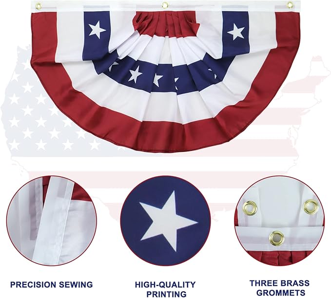 10 Pack 250 Anniversary USA Flag, 1.5X3 FT Fan Flags Bunting, 4th of July Patriotic Decorations Yard Signs Hanging Decor for Memorial Day Outdoor, Front Door, Porch, Welcome Backdrop with Brass Grommets