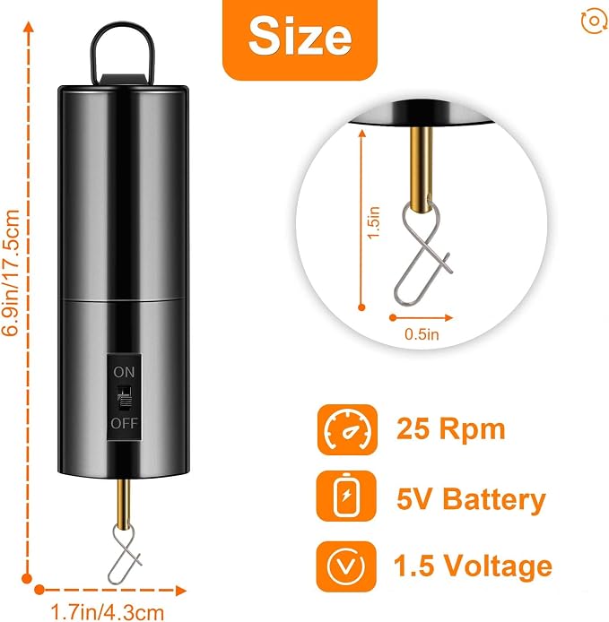 3 Pack Wind Spinner Motor Hanging Display Battery Operated Rotating Motor | Multi-Purposes for Wind Spinner Mobile Yard Decor Hanging Ornament Outdoor Sculptures-Medium Speed 24 RPM(3 Pcs Black)