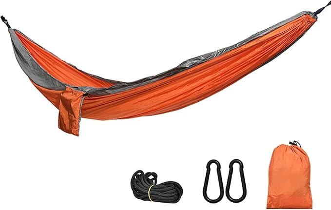 Camping Hammock, Camping Hammock 300 × 200cm Portable Hammock Lightweight Nylon Hammocks for Backpacking, Travel Hiking, Travel, Beach, Backyard(Orange)