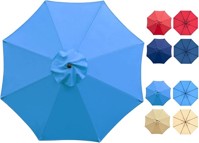 Patio Umbrella 9 ft Replacement Canopy for 8 Rib，Patio Umbrella Replacement Canopy Market Umbrella Top Fit Outdoor Umbrella Canopy（Only the top cover）