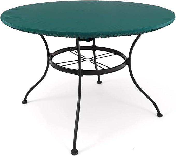 Covermates Classic Round Table Top Cover – All-Weather Outdoor Table Protection, Water-Resistant Vinyl, Elastic Hem, Mesh Vents, Patio Furniture Cover, Round 42-48 DIAMETER, Green