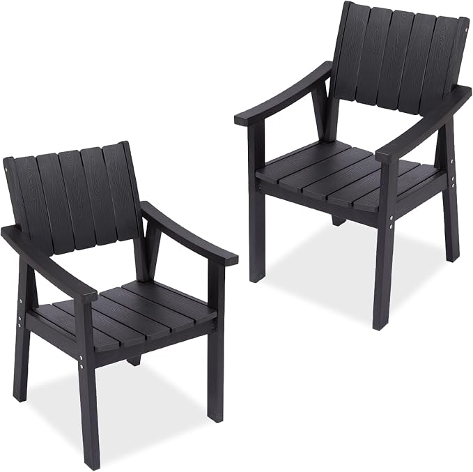 ZHUSI Outdoor Dining Set for 6 HDPE (Black, 2 Chairs)