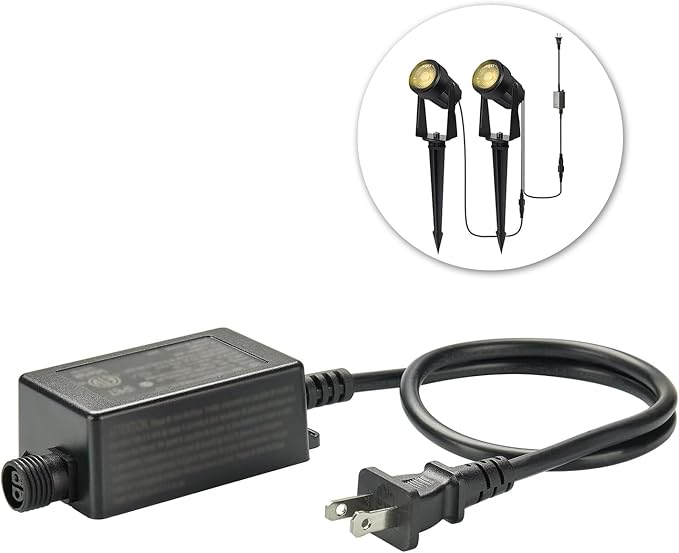 SUNTHIN IP65 Waterproof Power Adapter for Outdoor Low Voltage Warm White Landscape Spotlights (27V 0.6A),Maximum Number of lamp Heads Allowed to be Connected 16Pack
