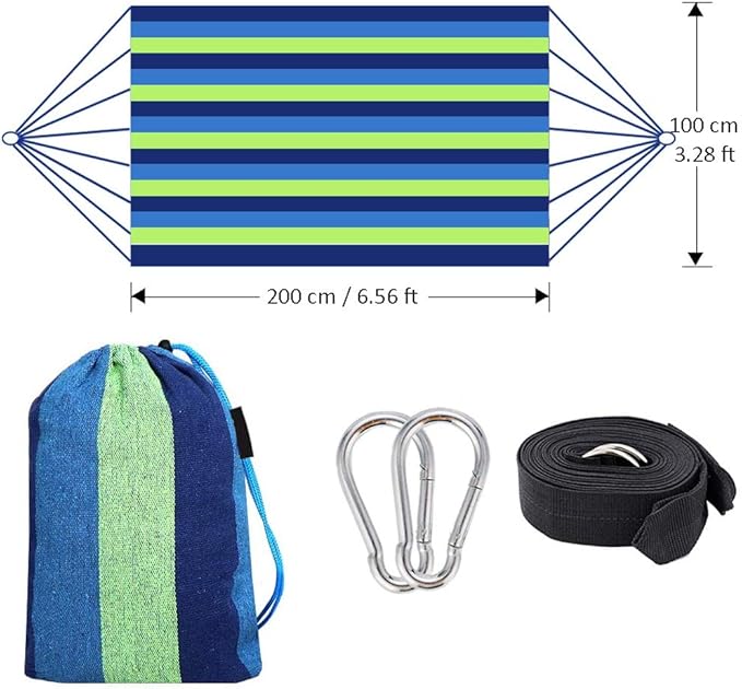 Single Camping Hammock 550lb Anti-Rollover Canvas Comfortable Fabric Hammock with Tree Straps for Backpacking Outdoor Travel Beach Backyard (Blue)
