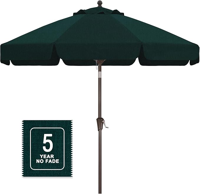 MASTERCANOPY 9ft Olefin Valance Patio Umbrella with Tilt Crank, 5-Year-Non-Fading Canopy & 8 Fiberglass Ribs for Deck, Patio, and Garden