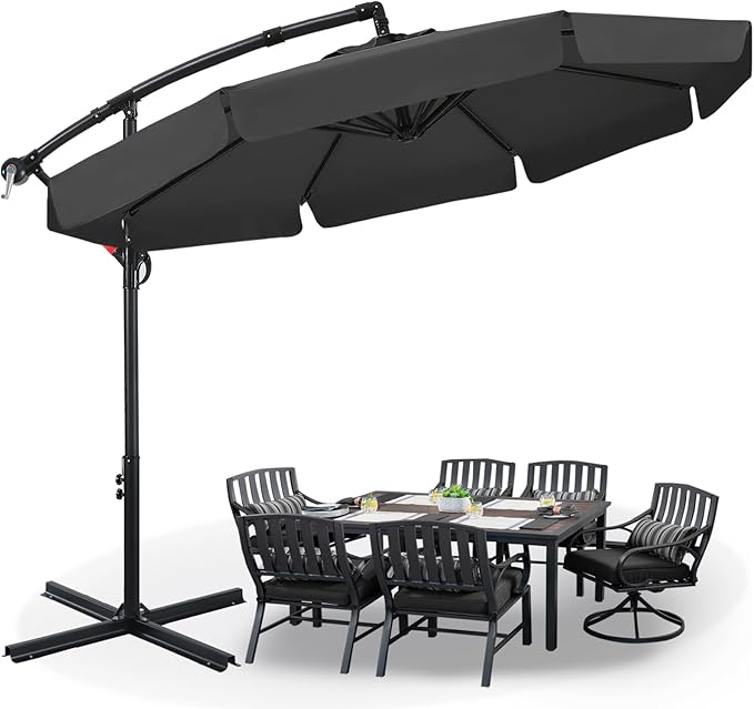 ABCCANOPY 9FT Cantilever Patio Umbrella with base included (Dark Gray)