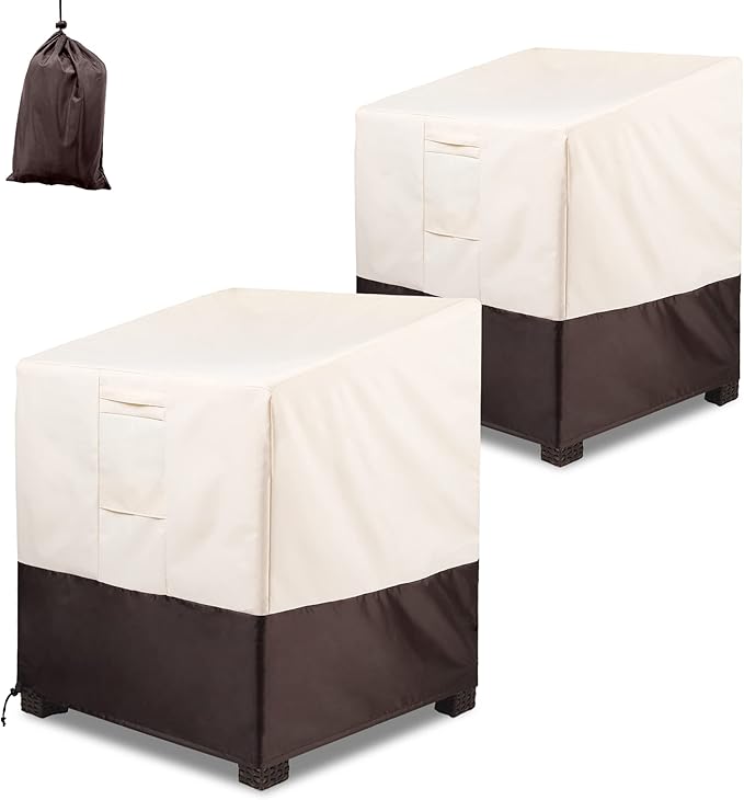 ALSTER Outdoor Chair Covers 2 Pack, Patio Chair Covers(29" L x 30" W x 36" H), Upgraded Oxford Durable and Waterproof Beige Furniture Covers for Lounge Deep Seat, Rain Snow Dust Wind-Proof