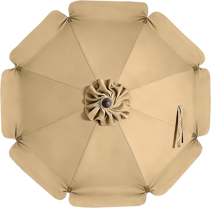MASTERCANOPY Valance Patio Umbrella 10 ft Replacement Canopy for 8 Ribs-Khaki Canopy Only