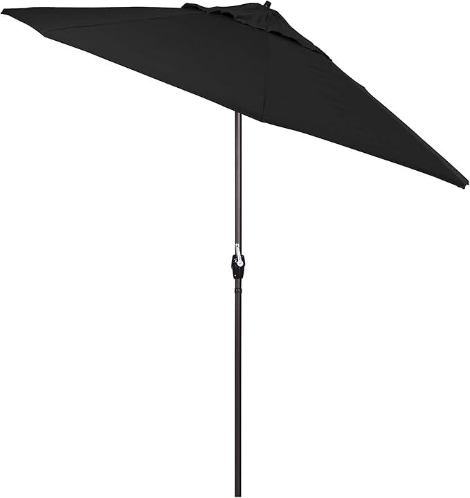 California Umbrella 7.5' Round Sunbrella Aluminum Outdoor Deck, Pool or Patio Umbrella, Crank Lift, Auto Tilt, Bronze Pole, Black