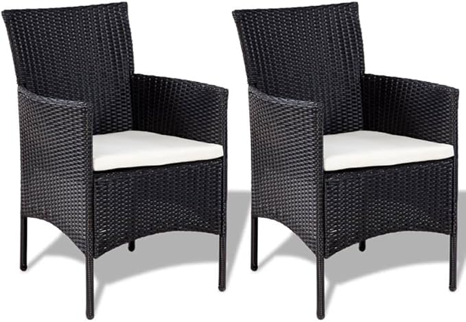 Patio Lounge Set with Cushions,Outdoor Patio Furniture,Outdoor Chat Conversation Set,Garden Furniture Sets,for Patio,Backyard,Garden,Outdoor,4 Piece Poly Rattan Black