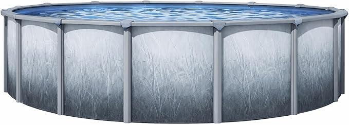 Lake Effect Pools 'Bermuda' 12 ft Round Above Ground Swimming Pool | 48 Inch Walls | 6" Steel Top Ledge | Bundle Includes: 25 Gauge Overlap Liner & Widemouth Skimmer
