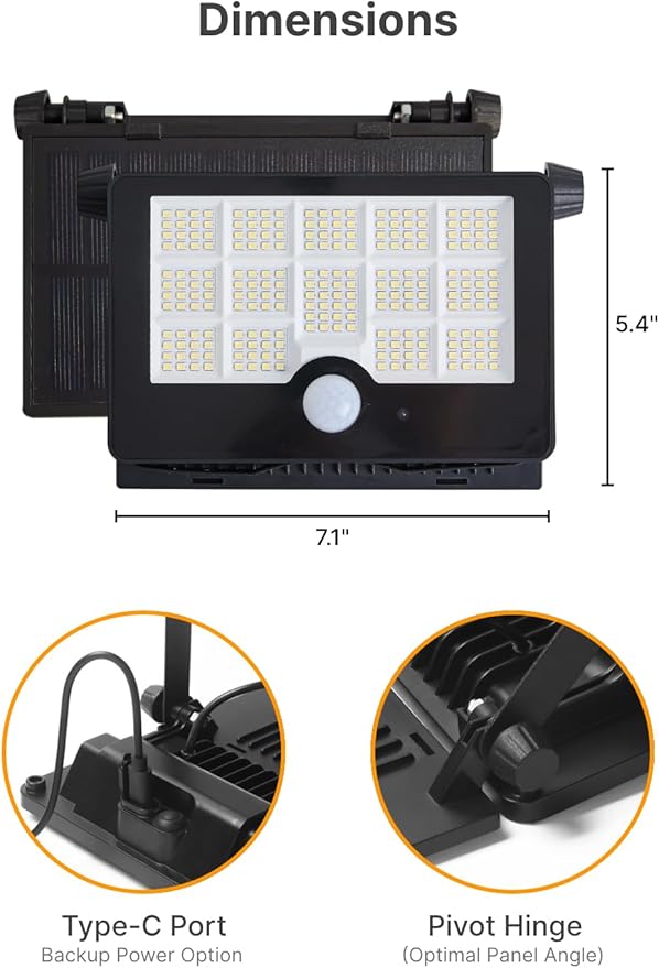 Solar Flood Light, 232 LEDs Bright Motion Sensor Outdoor Lights, Dusk-to-Dawn Solar Powered Security Light for Yard, Patio, Driveway, Garden, 2 Pack