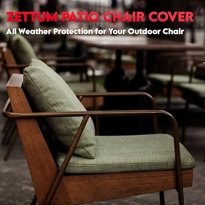 Zettum Patio Chair Covers 2 Pack - 600D Outdoor Lounge Deep Seat Cover Waterproof Heavy Duty, Lawn Furniture Cover for Wicker Chair, Swivel Chair, Rocking Chair, Single Sofa Chair - 32 x 32 x 36 Inch