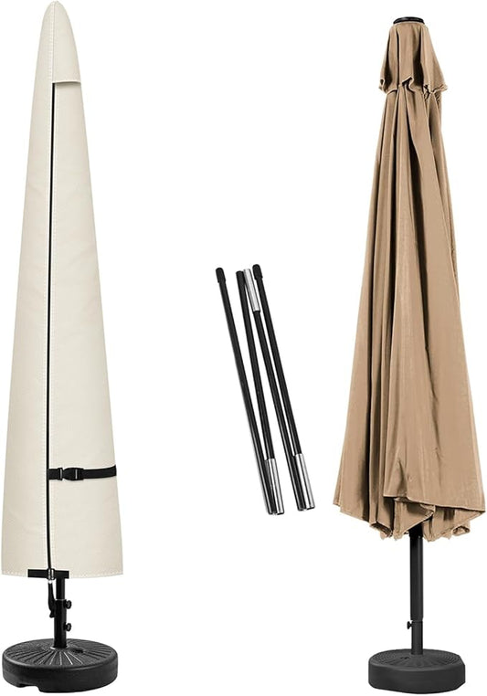 Porch Shield Patio Umbrella Cover - Outdoor Waterproof Garden Market Parasol Covers Fits Market Umbrella up to 12 Feet, Beige