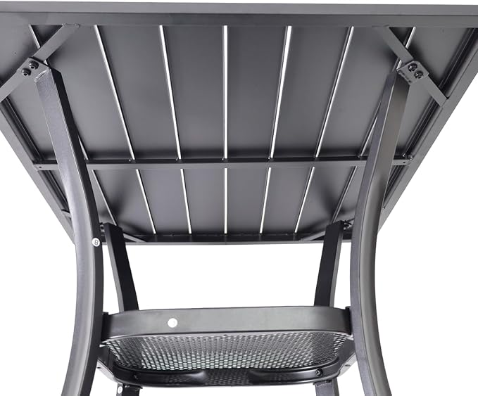 Black Outdoor Dining Table for 2, 27" Small Metal Wrought Iron Table, All Weather Patio Furniture Bistro Table for Deck, Yard, Porch