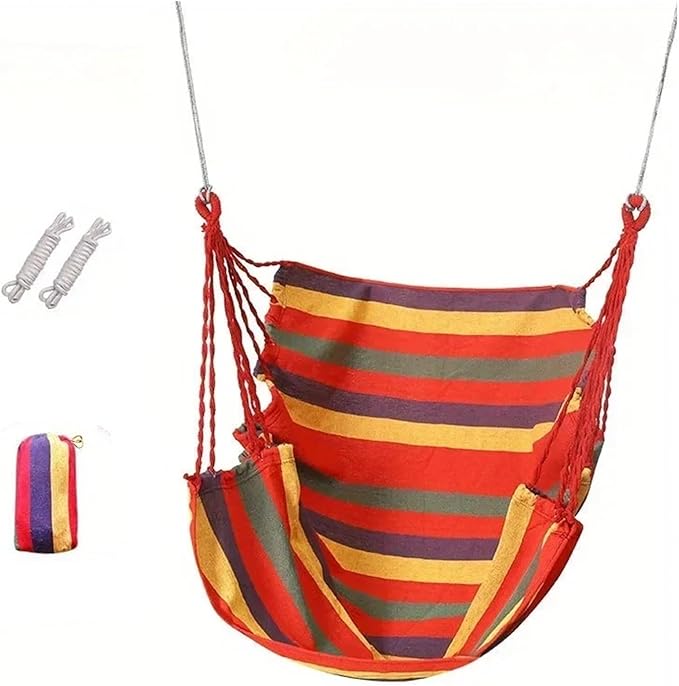 Hammock 1pc Swing Rocking Chair(with Storage Bag Outdoor Hammock Chair Canvas Leisure Swing Chair No Pillow Or Cushion Dormitory Hammock Quick-Opening(Red)