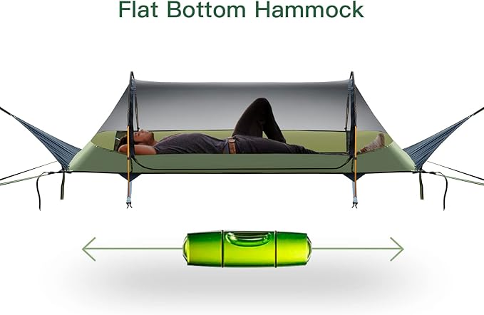 Night Cat Flat Lay Hammock Tent with Trekking Poles for 1 Person Flat Lay Hammock Tent Combo Set
