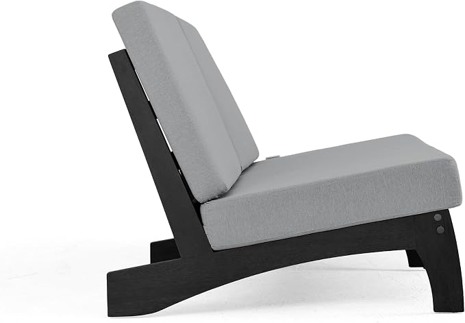 Outdoor Furniture Patio Couch, Weather Resistant 3-Seater Patio Sofa with Removable Cushion, Black Solid Wood Frame for Porch & Backyard Seating - Grey