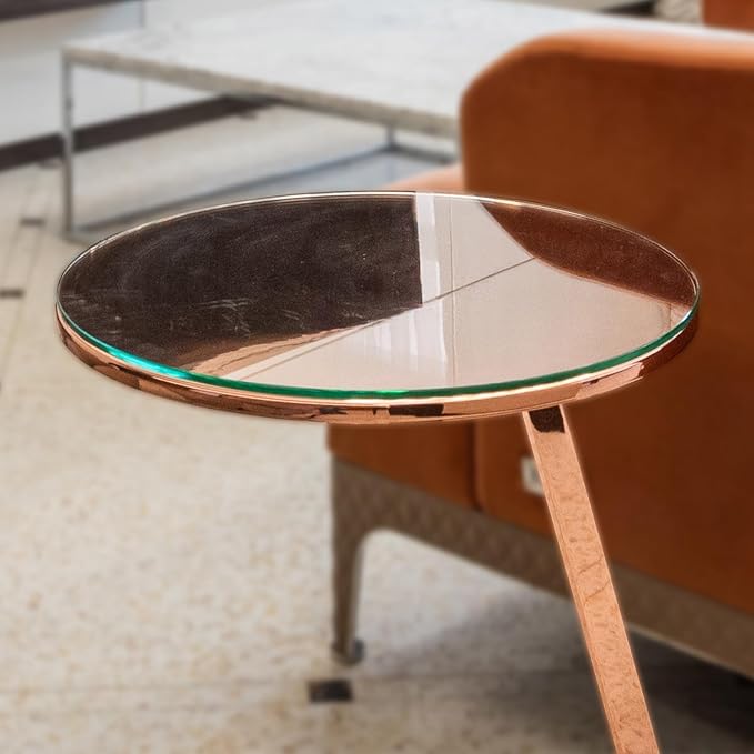 Round 14 Inch Clear Tempered Glass Table Top, 3/8" Thickness with Polished Flat Edge for Dining or Coffee Tables by Fab Glass and Mirror