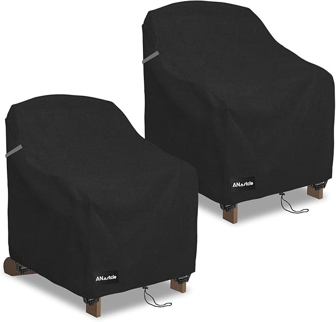 ANartcle Patio Adirondack Chair Cover 2 Pack,600D Waterproof Heavy Duty Outdoor Chair Covers,Adirondack Chair Covers(30W x 34D x 36H inches),Patio Furniture Covers,Black