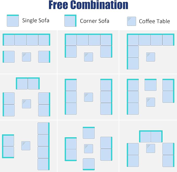 Tangkula 7 Pieces Wicker Patio Furniture Set, All-Weather Outdoor Rattan Sectional Sofa Set with Cushions & Tempered Glass Coffee Table, Outside Sofa Set for Garden, Lawn, Deck, Backyard (Grey)