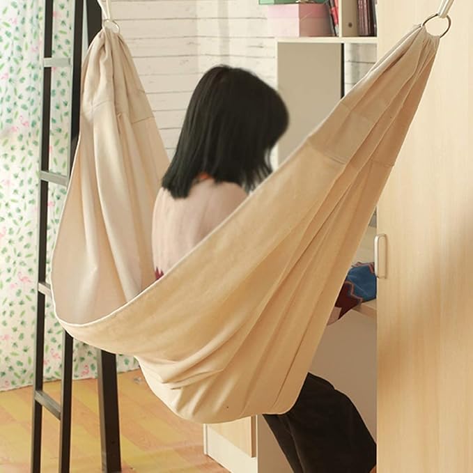Portable Hammocks Rollover Prevention Yard Garden Backyard Canvas Fabric Hammocks Hanging Swing Bed for Patio Travel Hiking Hamac Hammock for Outdoor(White)